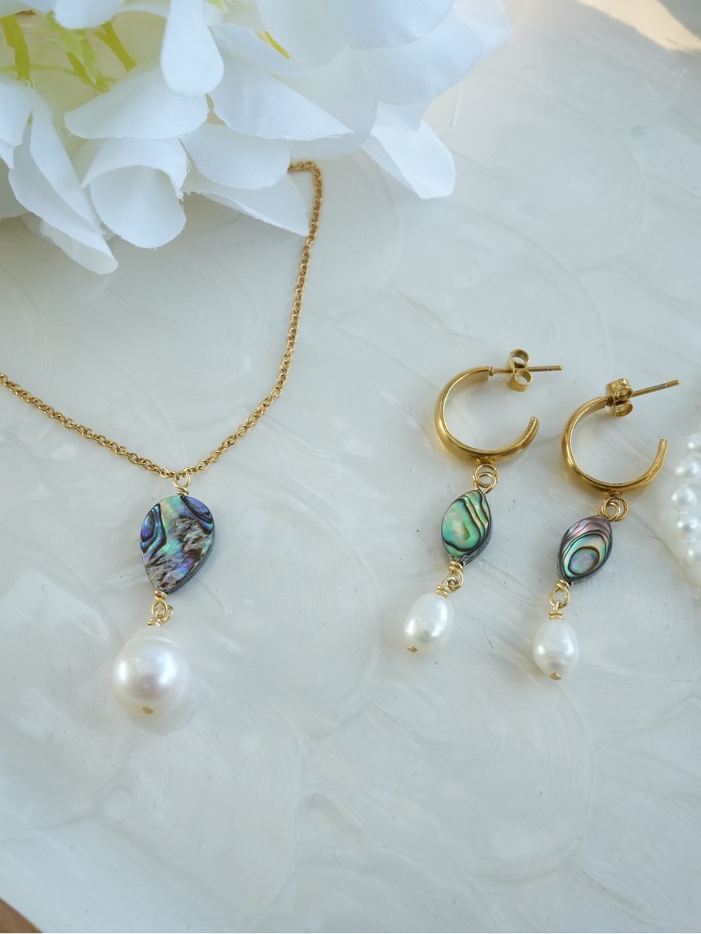 Abalone and Freshwater Pearl Jewelry Set